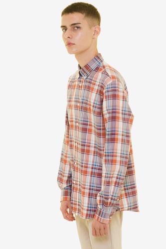 The Bostonians ανδρικό καρό πουκάμισο με μακρύ μανίκι - AACH7803 Κόκκινο 42